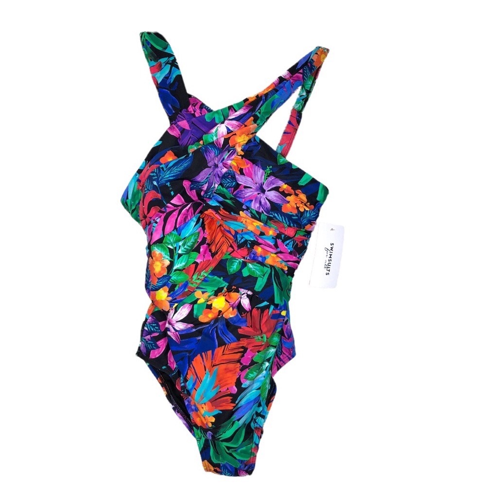 SWIMSUIT- NWT - Multi-Color Floral One-Piece Swimsuit - Size 12